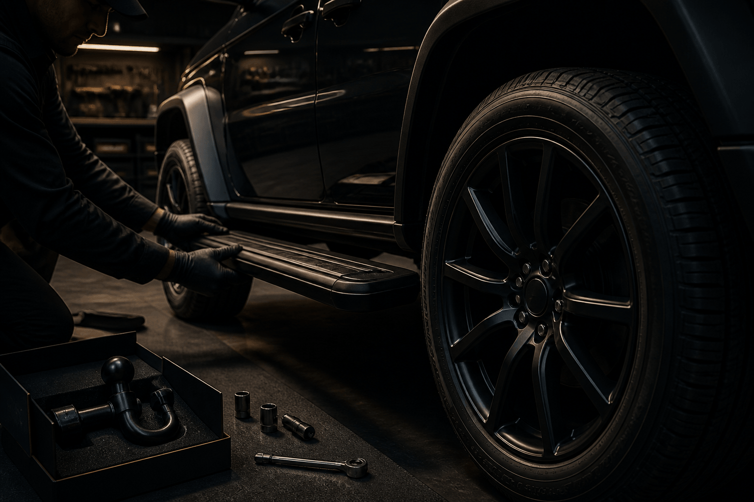 Professional installation of an SUV side step
